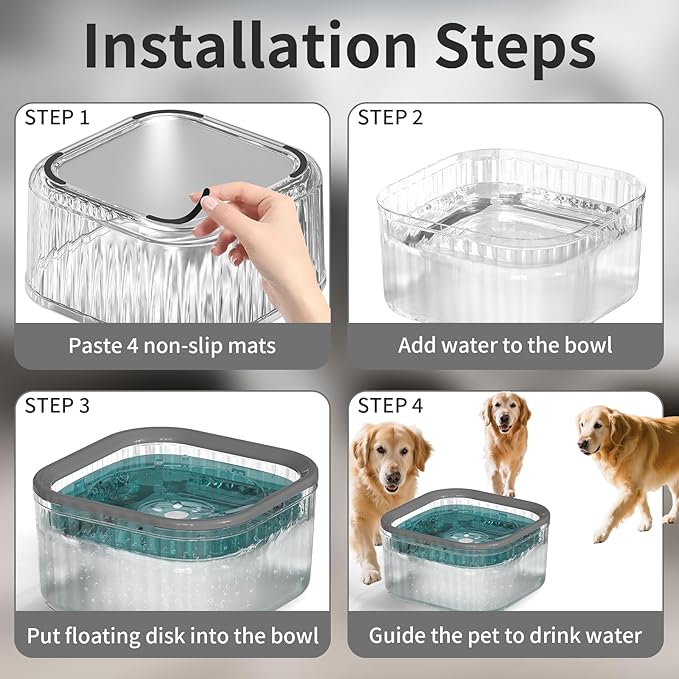 3L Dog Water Bowl No Spill 101oz Large Capacity Spill Proof Slow Drinking Water Feeder No Splash Pet Water Bowl Vehicle Carried Travel Dog Bowl for Sloppy Messy Drinkers Cats(Teal Blue)-PawvioPets