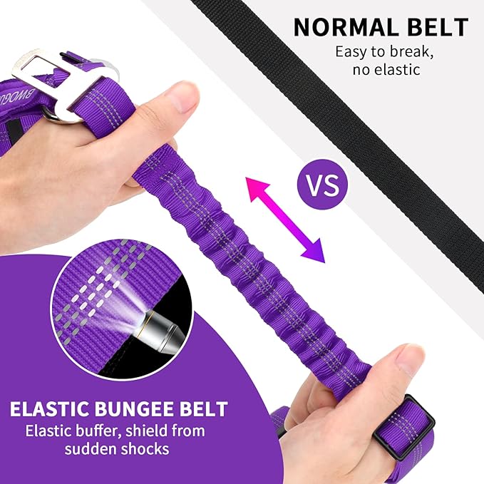 BWOGUE 2 Piece Dog Seat Belt for Car with Elastic Bungee Buffer Safety Seatbelt Car Headrest Restraint Wear Adjustable Metal Buckle Harness in Vehicle Travel for Pet-PawvioPets