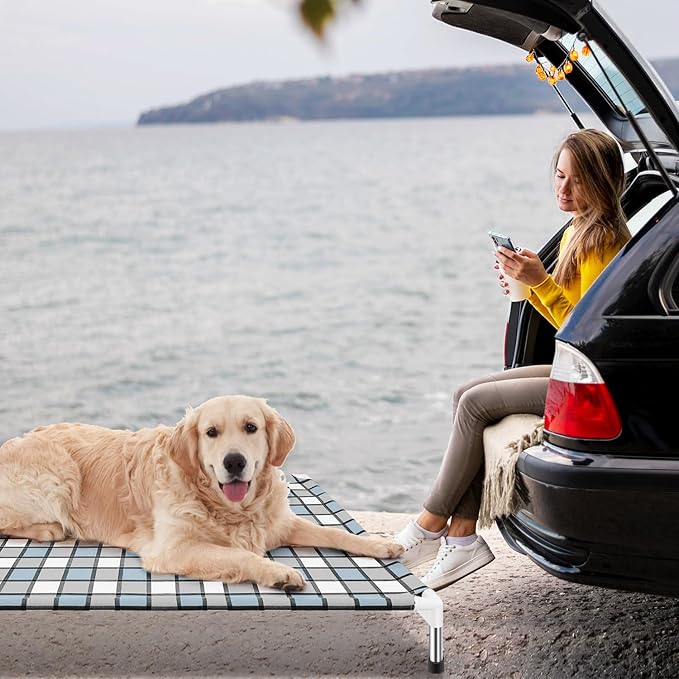 Elevated Outdoor Raised Dog Bed Outdoor Dogs Bed Lifted Pet Hammock Bed Dog Cot for Large Pet Taste Life, Start with A Pet Bed 39'' x 27'' x 6.5''-PawvioPets