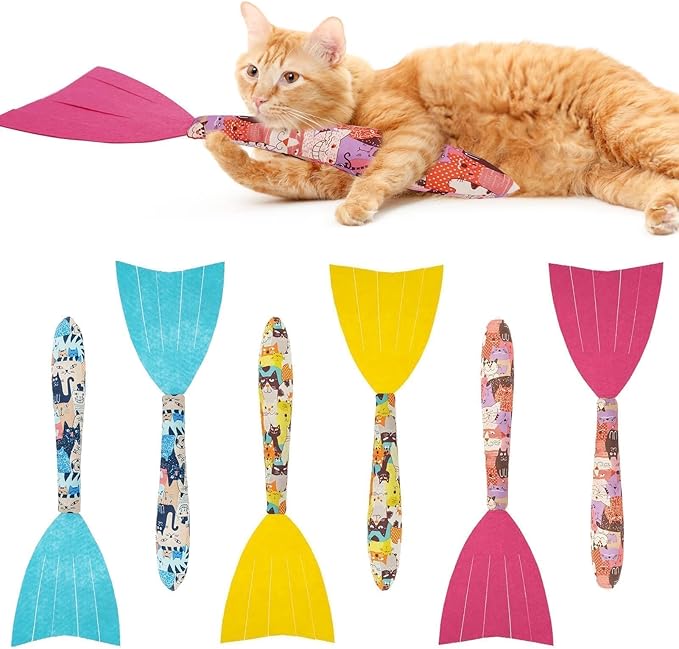 BINGPET 6 Pcs Catnip Toys for Cats,Interactive Cat Toy for Bored Indoor Kitten Adult Cats,Cat Fish Toy Filled with Natural Catnip,Cute Crinkle Cat Toy Kitten Toys Cat Chew Kicker Toy for All Breeds-PawvioPets