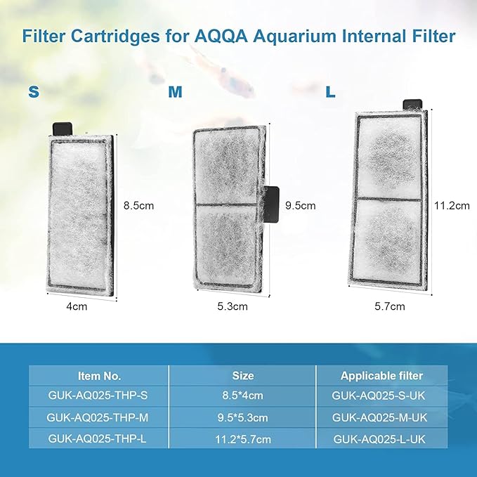 AQQA 8 Pack Aquarium Filter Cartridge Replacement Fish Tank Filter Cartridge for Aquarium Internal Filter (Small)-PawvioPets