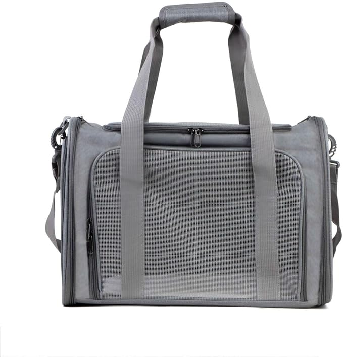 Airline Approved Soft Sided Pet Carrier for Small and Medium Dogs, Cats, and Puppies (Up to 15 lbs), Collapsible Portable Travel Bag for Dogs Cats (Grey)-PawvioPets