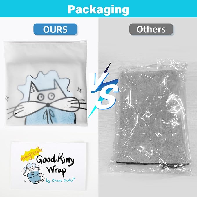 Cat Grooming Wrap: Premium Cat Wrap for Cutting Nails 2025 Thicker Upgraded, Self-Adherent Texture Hand Pocket Designed for Anti-Bite/Scratch, Eco-Friendly Dyed Funny Instruction & Pattern (Size L)-PawvioPets