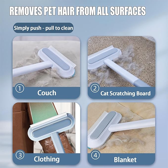 Cat Hair Remover 4-in-1 Multi-Functional Pet Hair Remover Brush,17.7Inch, Reusable Washable Lint Cleaner for Dog and Cat Hair, Gentle on Furniture, Sofas, Pet Beds, Bedding, Carpets, Clothing-PawvioPets