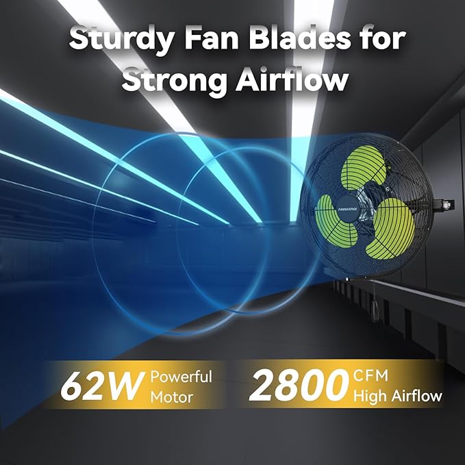 12 Inch Wall Fan Pro Series - Indoor High Velocity Wall Mount Fan for Commercial, Residential, Warehouse, Covered Patio, Shop, Garage, Barn, Gazebo 3 Speed 2800 CFM UL Safety Listed-PawvioPets