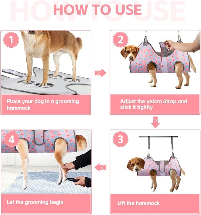 Dog Grooming Hammock for Small Dogs & Cats, Dog Grooming Harness for Nail Trimming, Pet Grooming Sling Helper with Nail Clippers/Nail Trimmers-PawvioPets