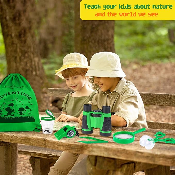 GINMIC Kids Explorer Kit & Bug Catching Kit, 16 Pcs Outdoor Exploration Safari Kit for Kids Camping with Binoculars, Adventure, Hunting, Hiking, Educational Toy Gift for 3-12 Years Old Boys Girls-PawvioPets