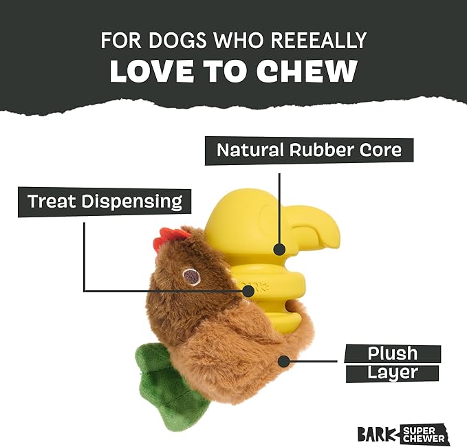 Barkbox Fowl Play Treat Dispensing Hard Core Plush Toy for Aggressive Chewers - Large-PawvioPets