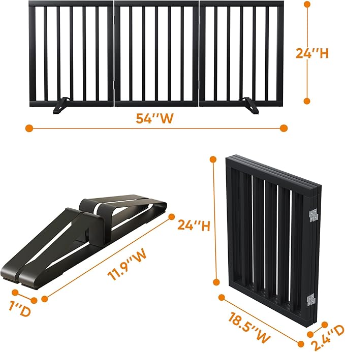 Black 18-55" Foldable Pet Gate for Stairs & Doorways, Puppy Gate Fence-PawvioPets