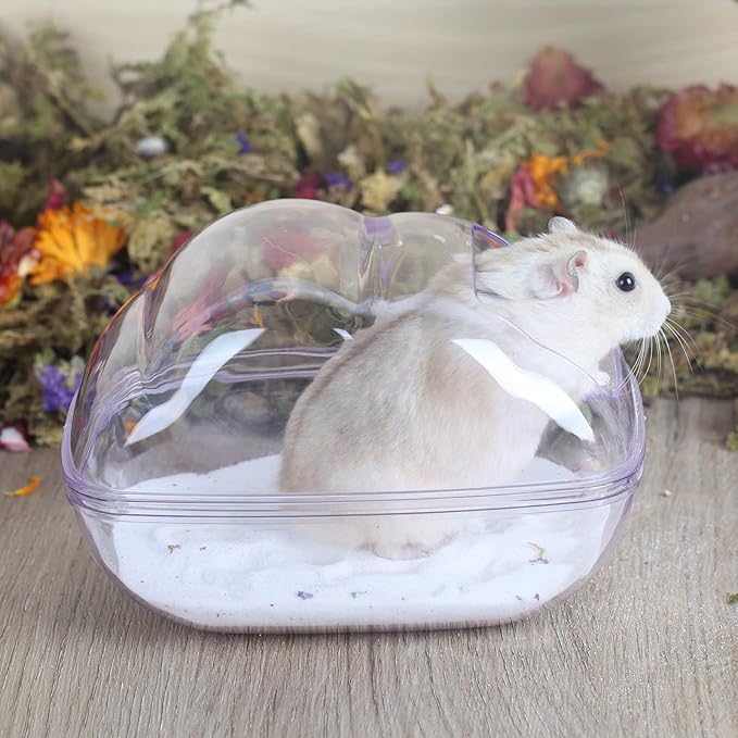 BUCATSTATE Hamster Sand Bath Container Hideout Hamster Toilet with Scoop Set Dust Bath Accessories for small animal,Gerbil,Syrian Hamster,Mouse,Rat (Purple, Medium)-PawvioPets