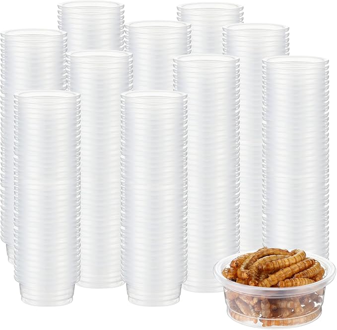 EBOOT 500 Pcs Gecko Food and Water Cups Small Plastic Feeder Cups Reptiles Accessories Reptile Water Bowl Gecko Food Cups Reptile Feeding Bowls for Gecko Lizards Tarantula and Other Small Pets (0.5oz)-PawvioPets
