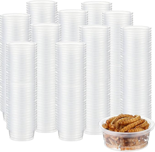 EBOOT 500 Pcs Gecko Food and Water Cups Small Plastic Feeder Cups Reptiles Accessories Reptile Water Bowl Gecko Food Cups Reptile Feeding Bowls for Gecko Lizards Tarantula and Other Small Pets (0.5oz)-PawvioPets