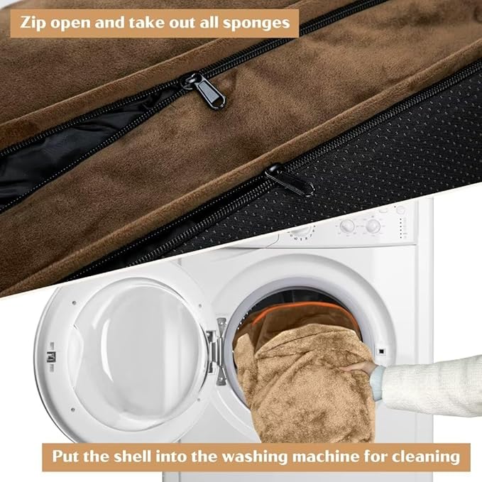 Comfort Expression Cooling Dog Beds Orthopedic, Waterproof Memory Foam Dog Bed for Large Dogs, Washable Dogs Beds with Removable Cover, Pet Sofa Couch with Bolster(Large,Khaki Brown)-PawvioPets