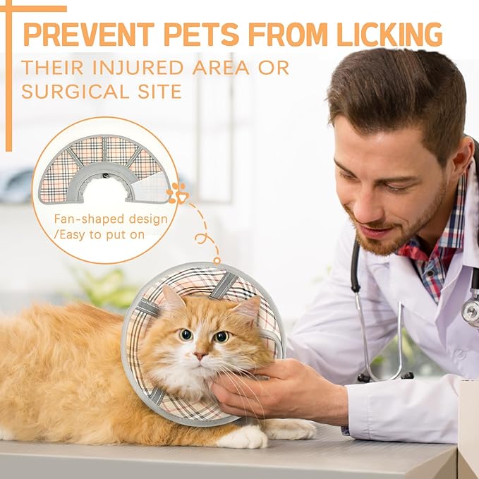 Cat Cone Collar Soft, Cat Recovery Collar for Large Medium Small Cats Kittens, Pet Cone Alternative After Surgery-PawvioPets
