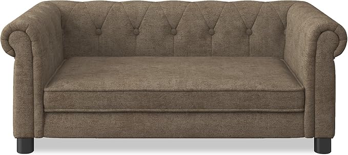 Dog Sofa Couch for Medium to Large Dogs, Memory Foam Pet Sofa Couch with Washable Fabric, Durable Elevated Dog Bed with Legs, Removable Cushion for Medium and Large Dogs, Brown-PawvioPets