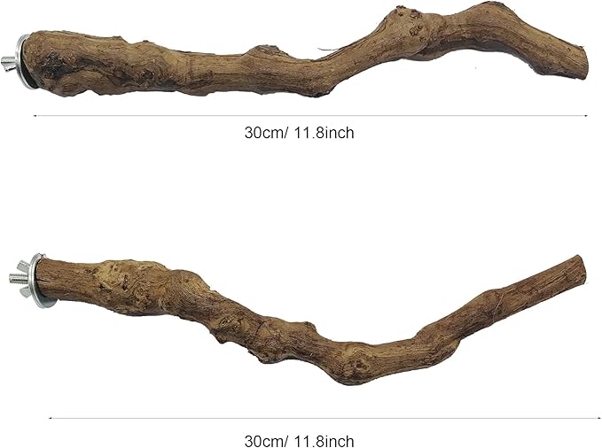 Allazone 4-Piece Bird Perch - Natural Grapevine Stick Swing Chewing Toys for Parrot Cages, Cockatiels, Parakeets, Finches-PawvioPets