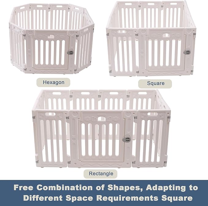 Dog Playpen with Door, DIY Shape Combination Puppy Pen,25.5" H 10-Panel Dog Fence,Non-Slip & Secure Pet Gate, Easy to Assemble(Standard Room)-PawvioPets