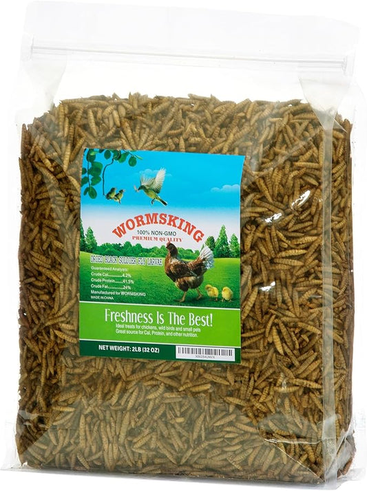 2LB Dried Black Soldier Fly Larvae, More Calcium Than Dried Mealworms, High Protein Chicken Feed, Poultry Treat, Chicken Scratch-PawvioPets