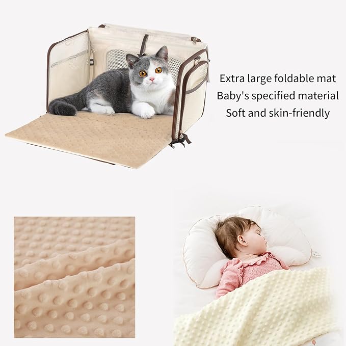 Cat Carrier,Dog Carrier for Small Dogs,TSA Approved/Expandable/3D Foldable Mat/900D Wear Resistant Oxford Fabric,Pet Carrier Airline Approved,Dog Car Seat for Car Travel,Outdoor Camping-PawvioPets