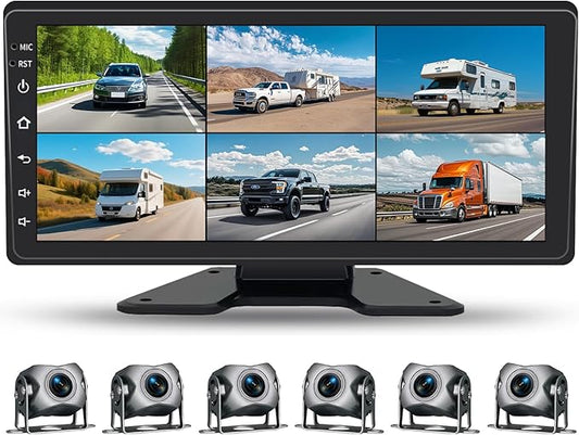 6 Channel Backup Camera System,1080P Rearview Camera with Carplay & Android Auto,GPS Navigation, Touchable 11 inch Monitor & Loop Recording DVR car Stereo, for RV/Truck/Trailer Pickup,128GB Card-PawvioPets