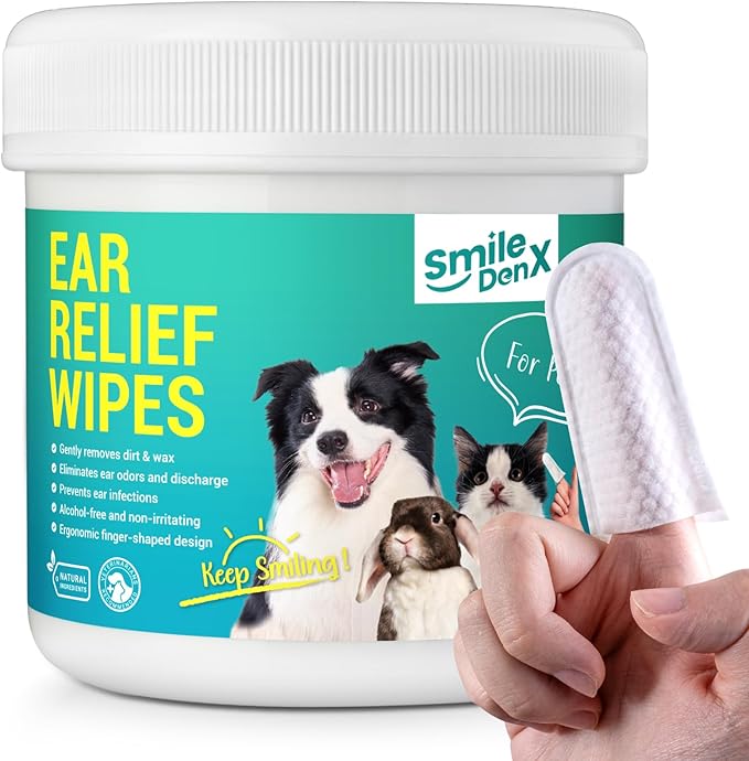Dog Ear Cleaner Wipes, Dog Ear Infection Treatment, Dog Ear Cleaner, Fast Relief from Ear Itching and Inflammation, Cat Ear Wipes, Gently Remove Ear Wax Debris and Smelly (50 Pcs, Unscented)-PawvioPets