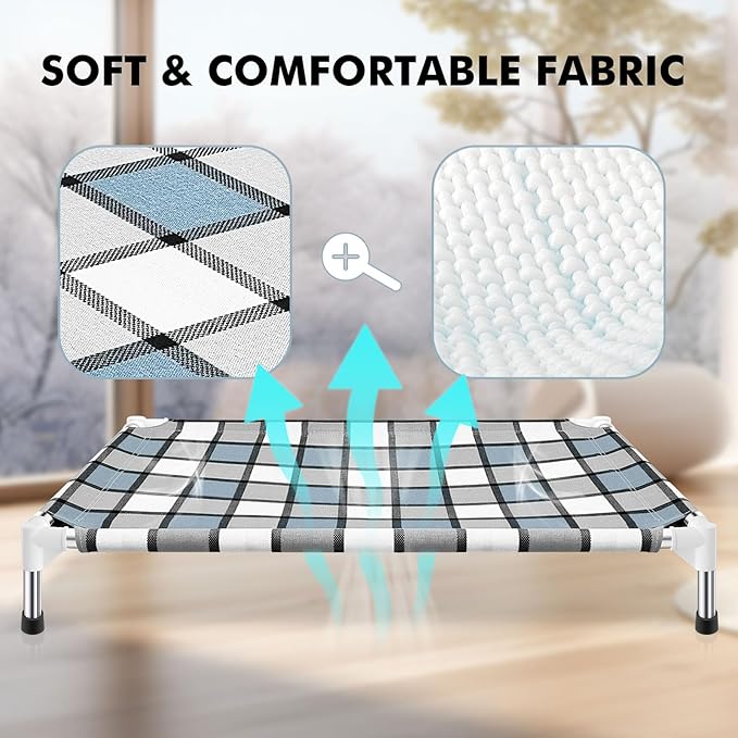 Elevated Outdoor Raised Dog Bed Outdoor Dogs Bed Lifted Pet Bed Dog Cot for Pet Taste Life, Start with A Pet Bed 26'' x 20'' x 6.5''-PawvioPets