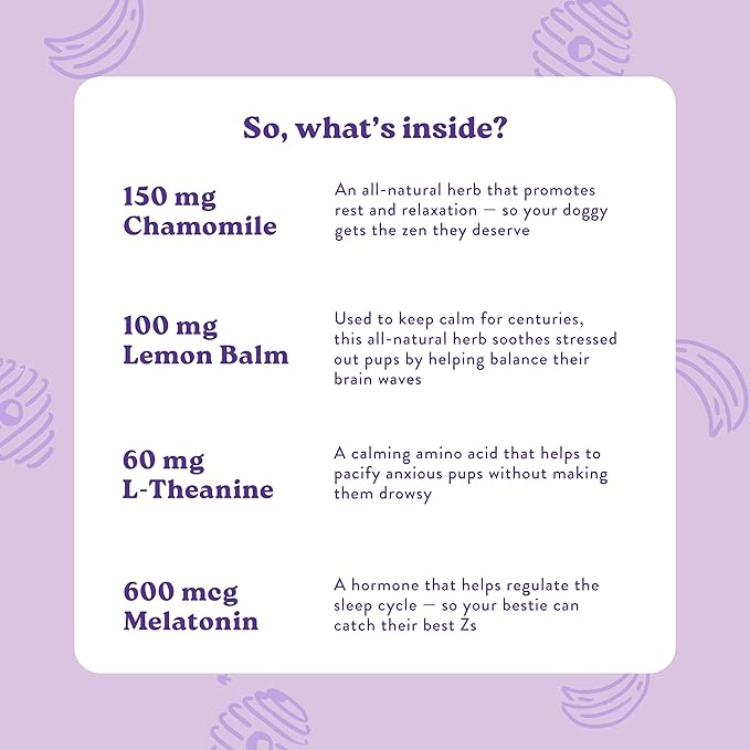 Bocce's Bakery Calming Supplement for Dogs, Daily Chews Made in The USA with Chamomile, Lemon Balm, L-Theanine & Melatonin, Supports Stress, Peanut Butter & Honey, 60 ct-PawvioPets