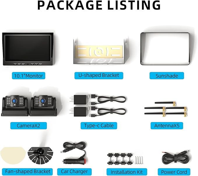 eRapta 2 Wireless Backup Camera Magnetic: 10.1" IPS DVR Monitor, Install-Free RV Backup Camera with Infrared Night Vision, Built-in 9600mAh Battery for Trailer/RV/Truck/Horse Trailer/Tractor ACT1002-PawvioPets