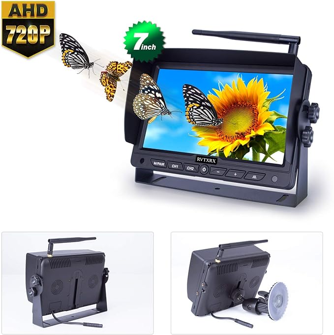 Digital Wireless Backup Camera Kit, 7 Inch Display and 720P HD Resolution, Wide Angle Rear View Camera with Night Vision, 190ft Wireless Reverse Camera System Suitable for Truck, Motorhome, 5th Wheel-PawvioPets
