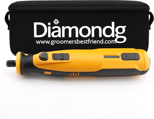 Diamondg Cordless Dog Nail Grinder with Quiet Sound & LED Tip for Large & Small Dogs, 4hrs. Runtime - Electric Dog Nail Trimmer, Heavy Duty Rotary Tool Alternative to Toenail Clippers & Filers-PawvioPets