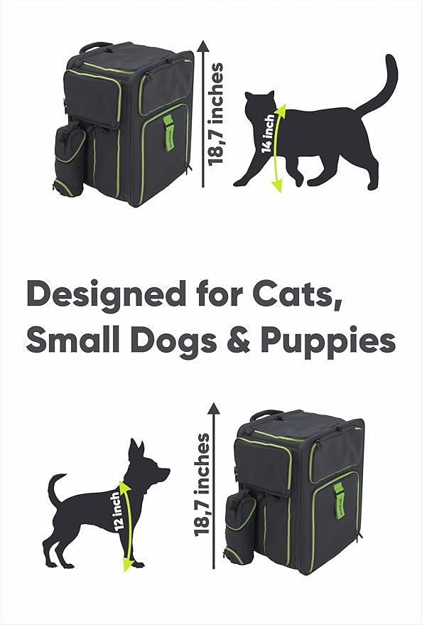 Cat Backpack Carrier & Dog Car Seat for Small Pets Up to 25 lbs - Expandable Cat Carrier Backpack with Safety Leash and Breathable Mesh - Waterproof for Travel - 3 in 1-PawvioPets