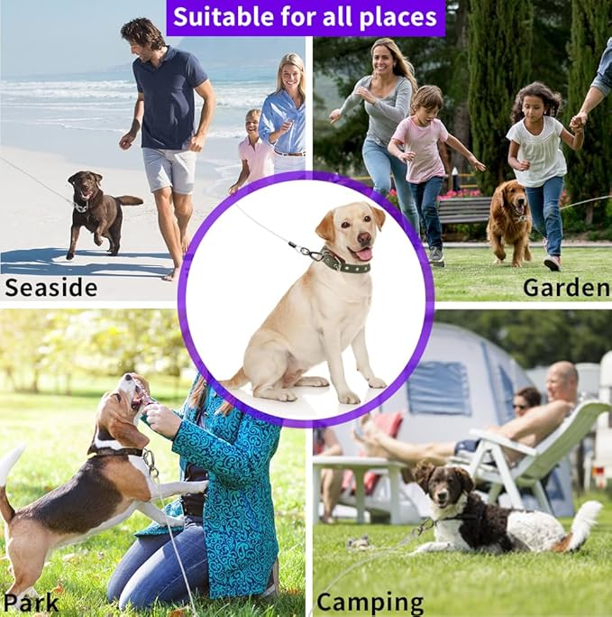 Dog tie Out Cable, 10/20/25/30/50/70/100 feet, Suitable for Dogs up to 350 pounds, Dog Cable with Swivel Buckle, Lightweight, Non-Winding, for Outdoor Camping, Yard Dog Cable (White, 70FT)-PawvioPets