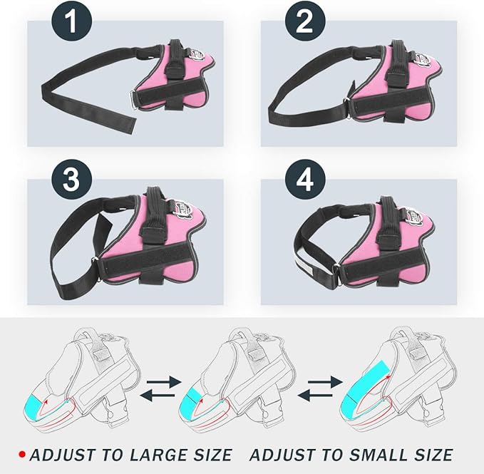Bolux Dog Harness, No-Pull Reflective Dog Vest, Breathable Adjustable Pet Harness with Handle for Outdoor Walking - No More Pulling, Tugging or Choking (Pink, L)-PawvioPets