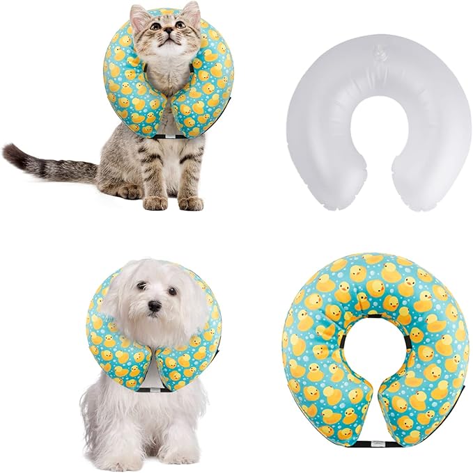 CuteBone Inflatable Soft Dog Cone with Removable Fleece Covers for Small/Medium/Large Dogs and Cats After Surgery GWB04S-PawvioPets