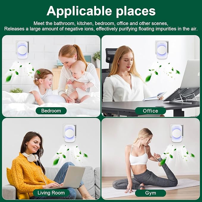 Air Ionizers for Home (6 Pack),Negative Ion Air Filter,Quiet Plug in air fresheners for Bedroom, Office, Kitchen,Garage,Portable Air Purifiers Odor, Smoke Dust, Pets, Mini Air Cleaner White-PawvioPets