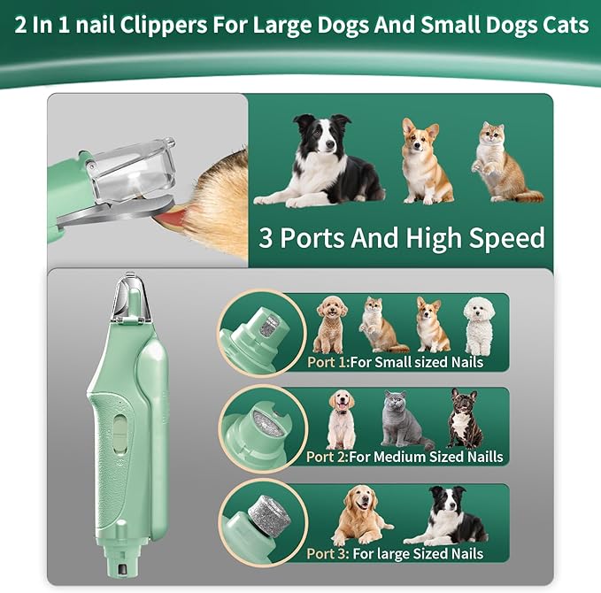 2 in 1 Dog Nail Clippers & Cat Nail Clippers Trimmers for Large Medium Small Dogs Cats Claw Trimmer Quick Sensor and Safety Guard USB Rechargeable with 2 LED Lights Dogs Nail Trimmer-PawvioPets