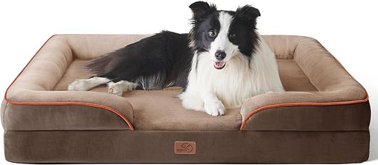 Bedsure Orthopedic Dog Beds Large Sized Dog - Washable Large Dog Cat Bed Waterproof, Comfort Dogs Couch Sofa with Washable Removable Cover, Pet Bed with Nonskid Bottom, Brown, 35"-PawvioPets