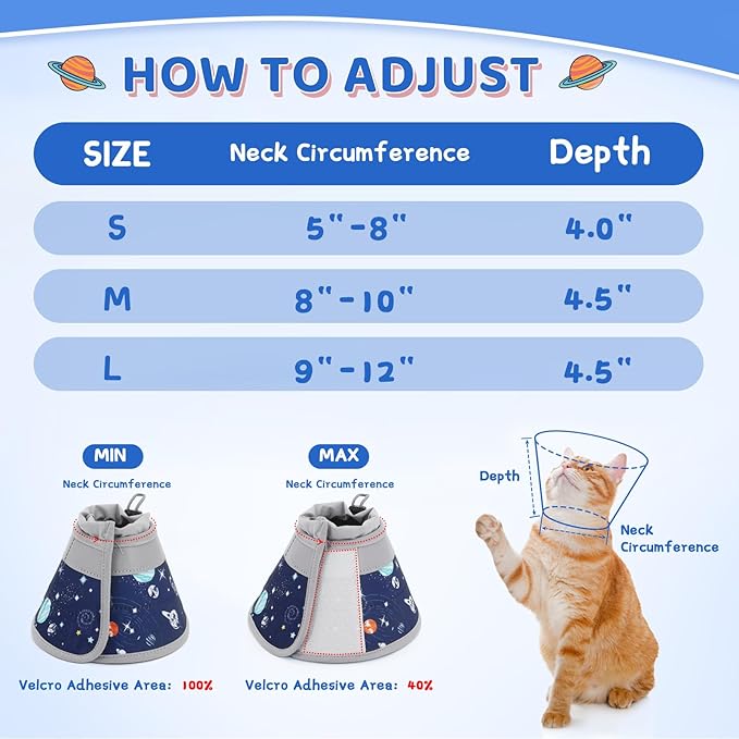 Cat Cone Collar Soft to Stop Licking, Adjustable, Foldable Lightweight Kitten Cones After Surgery Recovery for Cats & Kittens, Cat Cone Alternative (Grey, M)-PawvioPets