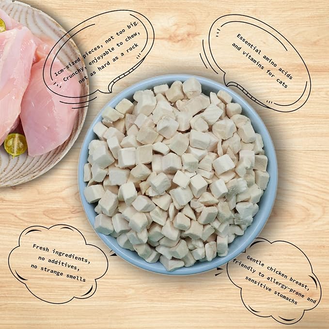 Freeze Dried Cat Treats - 100% Chicken Breast Grain Free Raw - Natural Balance Limited Ingredient High Protein Cat Snacks 140g/4.94oz - Picky Eater Challenger-PawvioPets