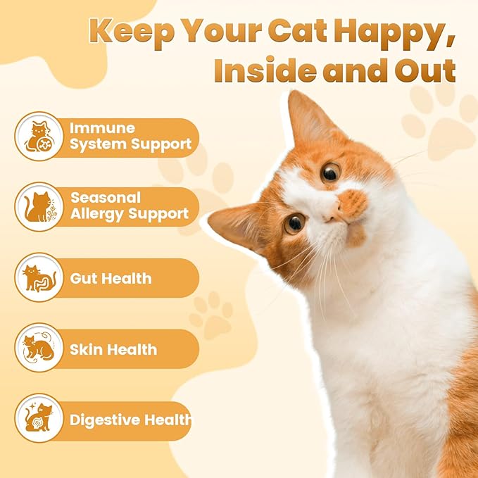 Cat Allergy Relief for Cats, Crunchy & Creamy Chews for Immune & Skin Coat Support – Seasonal Allergies, Itching Relief, Omega 3 & Probiotic Natural Supplement for Cats, Chicken Flavor – 500 Chews-PawvioPets