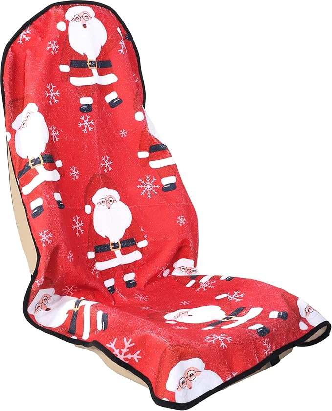 Car Seat Cover Protector Front Seats,for Gym Workout,Running,Swimming,Beach and Hiking,Waterproof Sweat Towel Bucket Seat Covers for Cars SUV Trucks (Santa Claus, 1Pcs)-PawvioPets