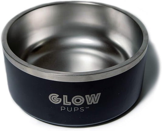 64 oz Black Anti-Skid Dog Bowl, Vacuum Insulated, Powder Coated, Stainless Steel, Non-Slip, Easy to Clean-PawvioPets