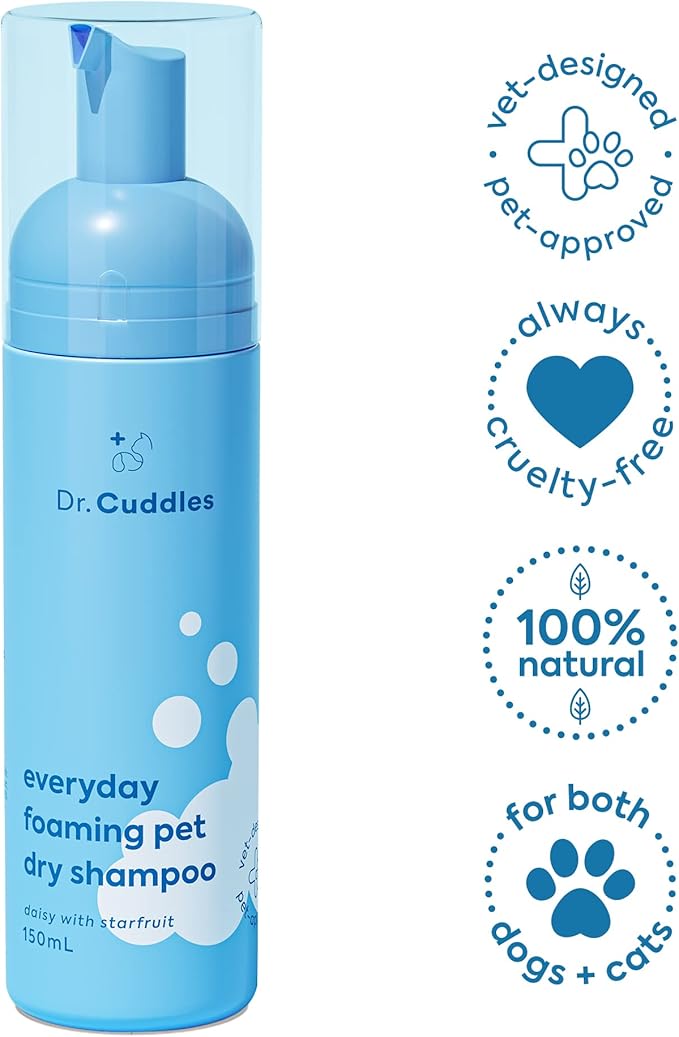 Foaming Dog Dry Shampoo, Waterless Dog Shampoo No Rinse - Waterless Cat Shampoo, Natural Botanicals & Deodorant for Fresh Smelling Fur on Dogs & Cats, Vet Formulated, Cleans & Conditions, Summer Pawty-PawvioPets
