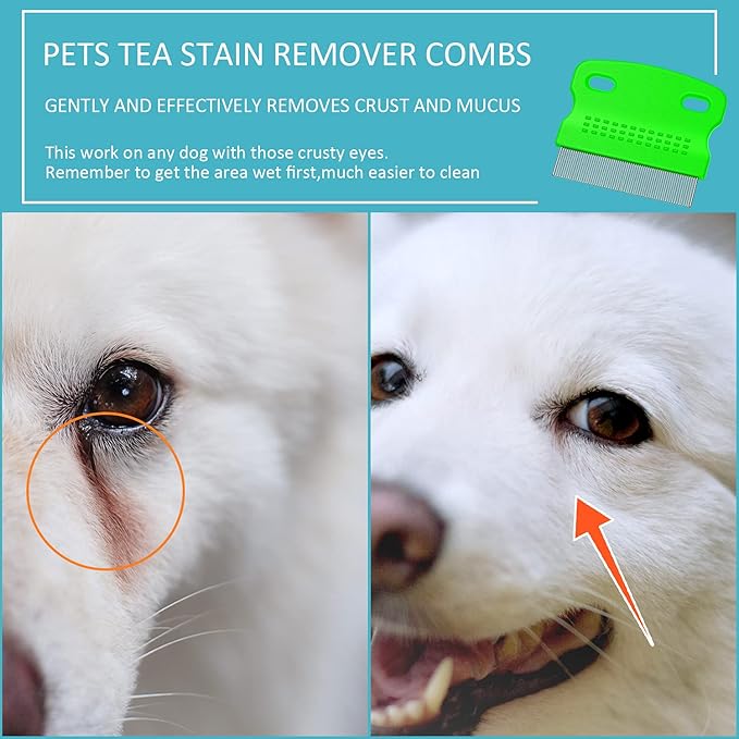 6 Pieces Pet Lice Combs Dog Grooming Flea Cat Tear Stain Comb for Removal Dandruff, Hair Stain, Nit(Pink, Yellow, Dark Blue, Green, Blue, Orange)-PawvioPets