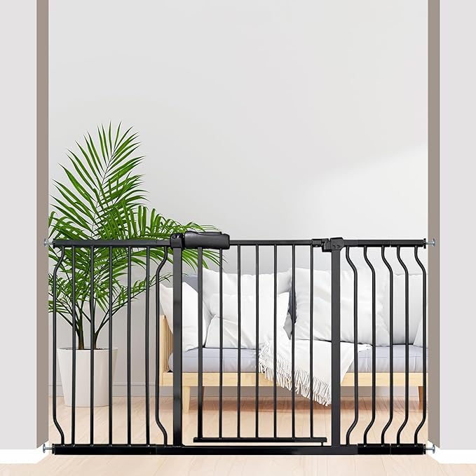 Baby Gates Extra Wide 53-57.5 Inch Large Baby Gate for Stairs Tension Pet Dog Gates Indoor for Doorways No Drilling Pressure Mounted Pet Gates for Kids-PawvioPets