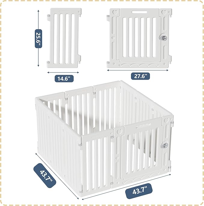 Dog Playpen with Door, DIY Shape Combination Puppy Pen,25.5" H 10-Panel Dog Fence,Non-Slip & Secure Pet Gate, Easy to Assemble-PawvioPets