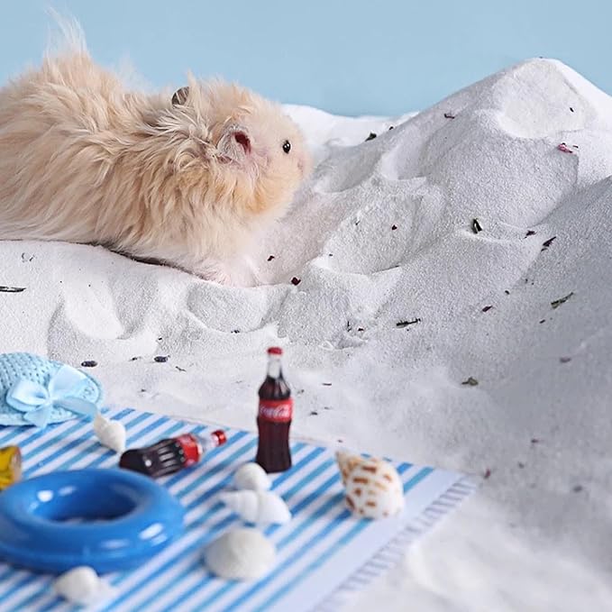 DR.DUDU Hamster Bath Sand, 6.6lb Dust Free Desert Sand or Potty Litter Sand for Hamster Chinchillas Gerbil Syrian Mice Small Animals (White, Flower Smell)-PawvioPets