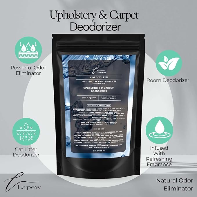 Cold Water Carpet Freshener Powder 16 oz | Powerful Odor Eliminator for Home | Upholstery Deodorizer | Carpet Deodorizer | Pet Urine | Cat Litter Box | Cold Water Fragrance.-PawvioPets