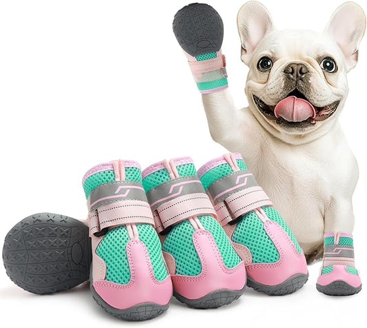 Dog Shoes for Large Dogs, Anti-Slip Dog Boots for Winter Snow, Hot Pavement, Dog Booties & Paw Protectors Pink Size 8-PawvioPets