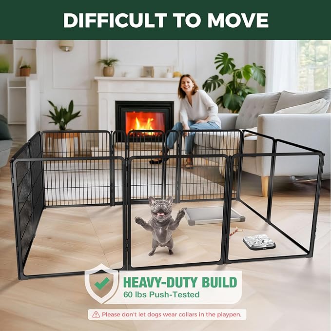 FXW Homeplus Unleashed Indoor Dog Playpen - Stress-Free and Safe Play, Heavy Duty 32 Inch 5 Acrylic Panels + 5 Wire Panels Dog Pen for Small and Medium Dogs, Black│Patented-PawvioPets